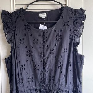 NWT! J. Crew Black Eyelet Dress, Sz 14
